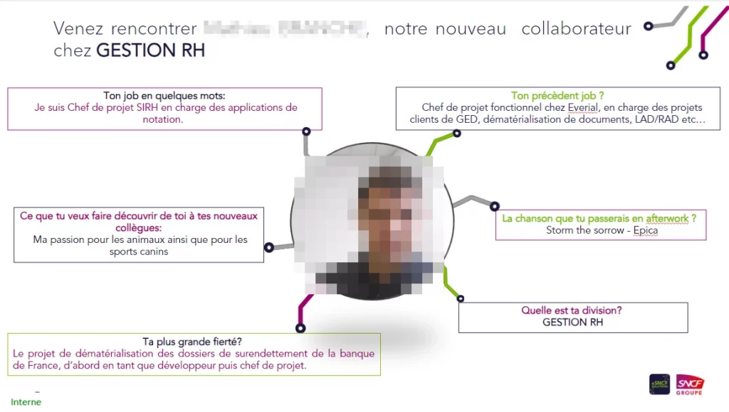 Modèle avant nouveau design des nouveau arrivants page blanche avec encadré et écriture verte rose et bleu