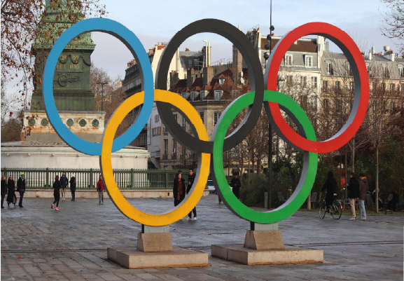 Anneaux olympiques couleurs rouge, jaune, vert, noir, bleu