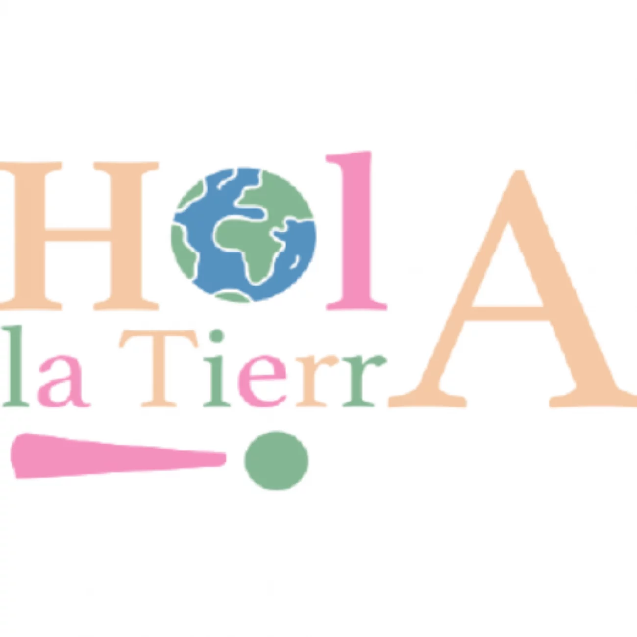 Logo que nous avons conçu sur Illustrator avec des couleurs pâles : orange, rose, vert, bleu avec le O remplacé par une image de la terre